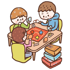 こどもがボード遊びをしているイラスト