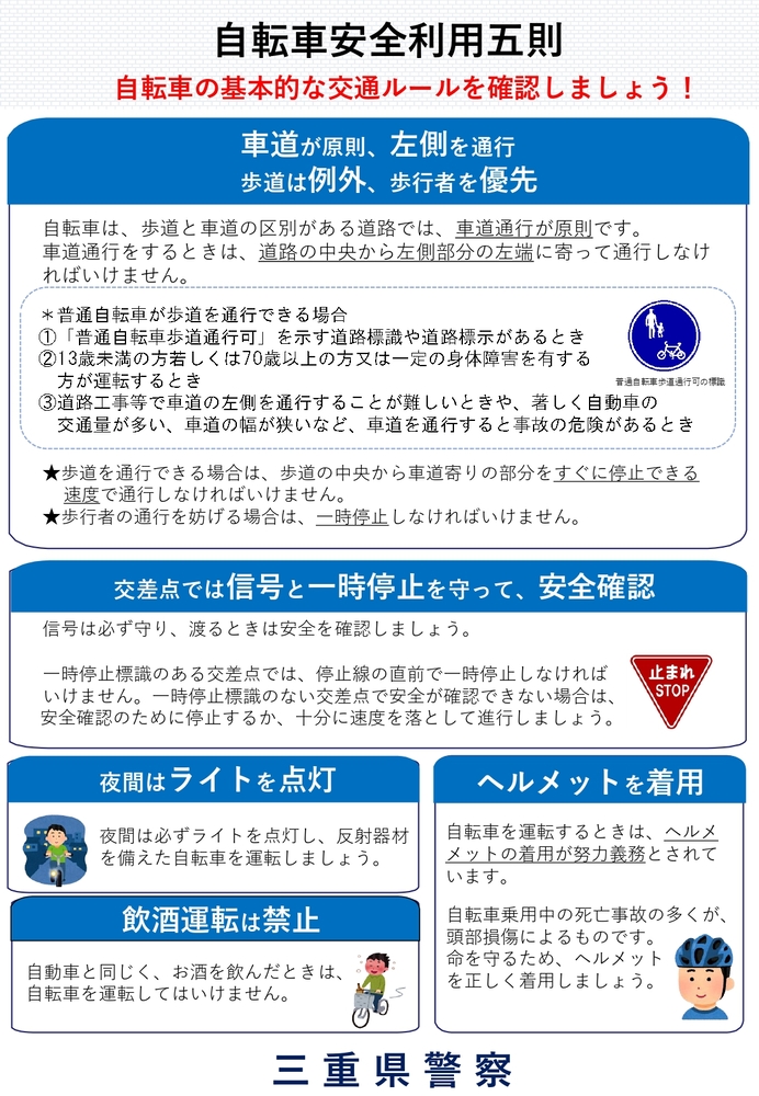 三重県警察自転車青切符周知チラシ（裏）